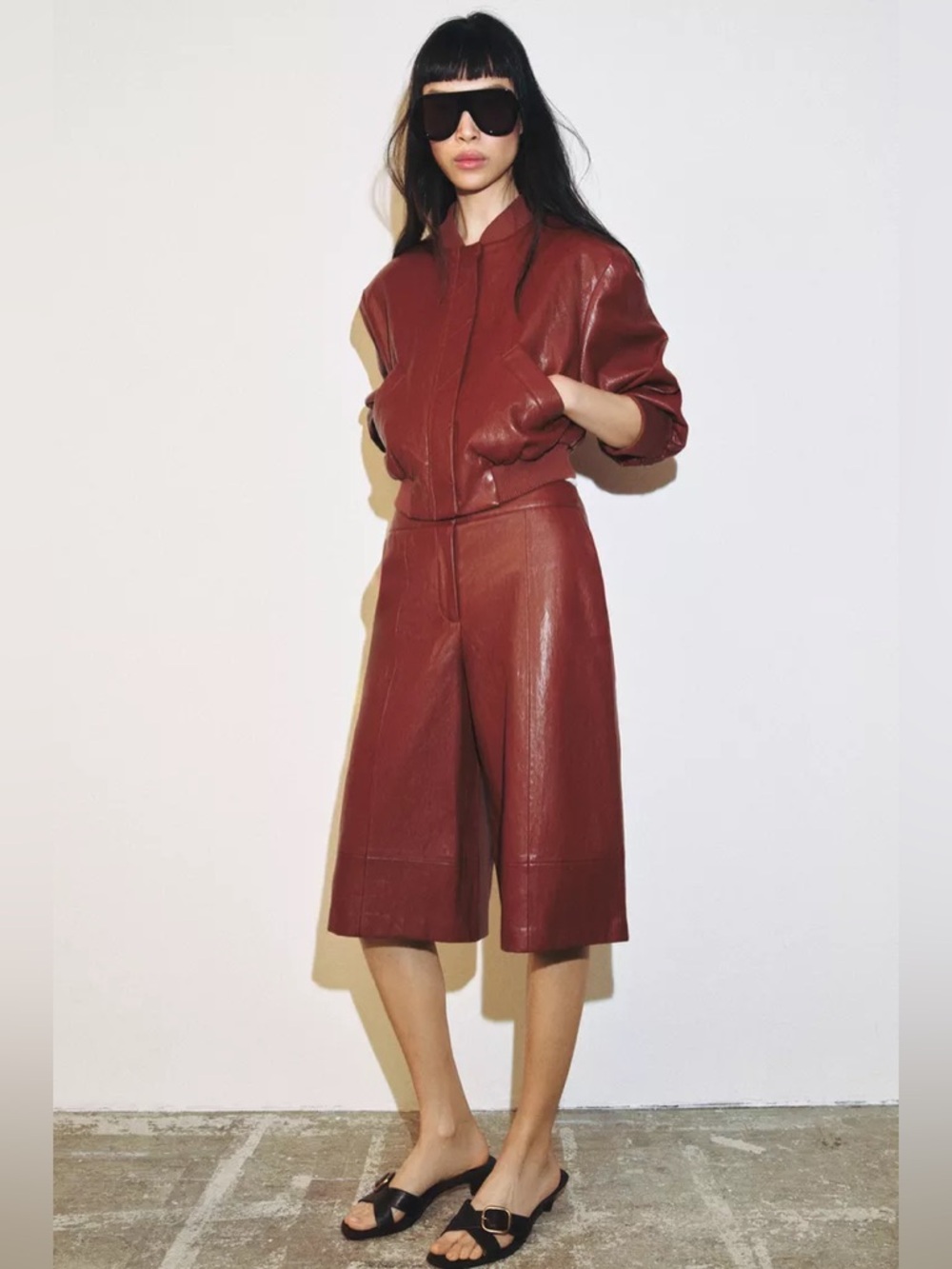 ZARA FAUX LEATHER LONG BERMUDA SHORTS - Picture 7 of 8
